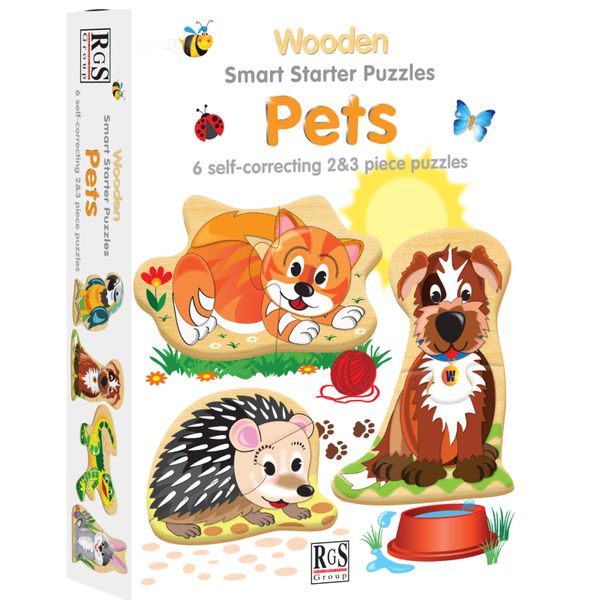 RGS Group Little Pets Wooden Puzzle - 6 X 2-3 Piece Puzzles