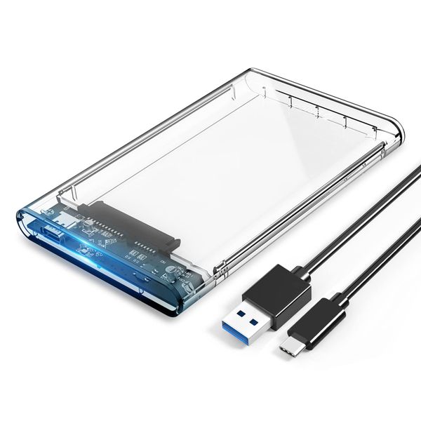 USB 3.1 Clear 2.5" SATA Hard Drive High Speed Data Transfer PS5 Xbox one
