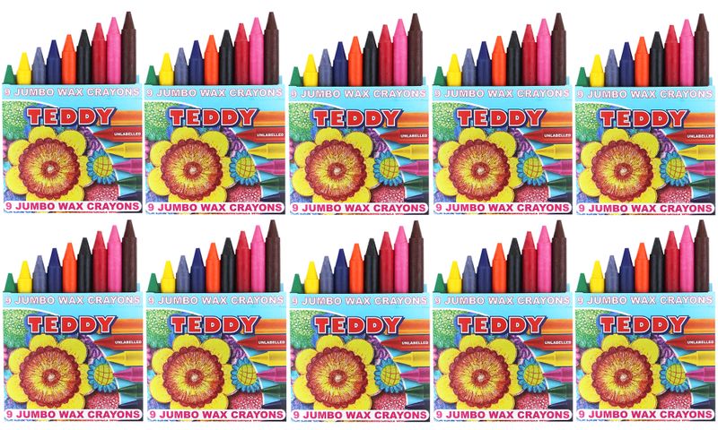 Teddy econo wax crayons C9 unlabelled 14mm x 10 packs
