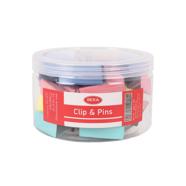 Assorted Binder Clips &amp; Push Pins Set - Color Box-3 Tins With 24 Pcs