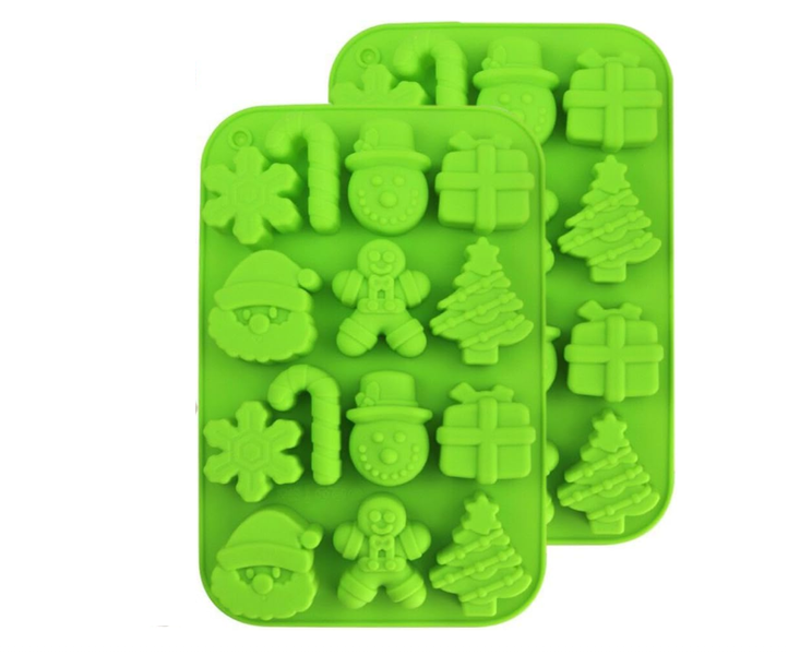 Silicone Molds, 2-Pack Santa Claus Snowflake Shaped Cake Molds