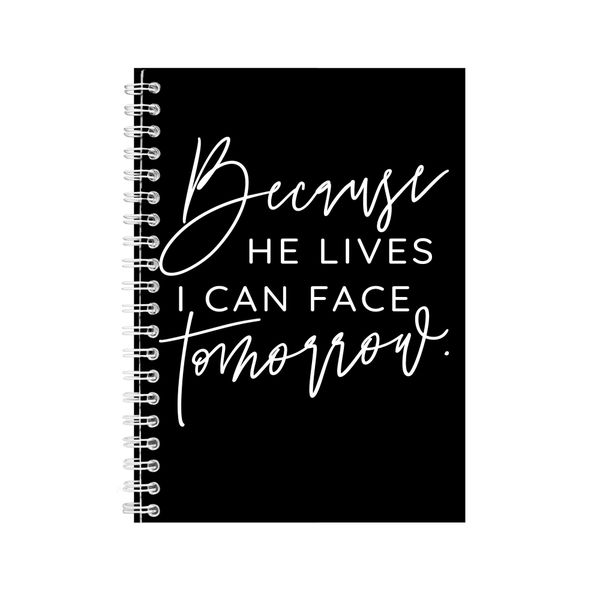 He Lives A5 Notebook Spiral with Graphic Christian Easter Words Present 080