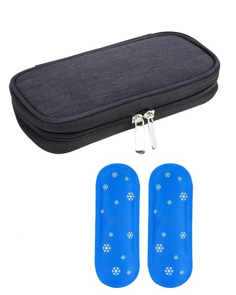 Insulin Cooler Travel Case Diabetic Insulated Bag + 2 Ice Packs