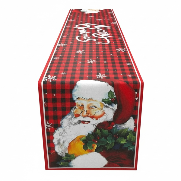 Beautiful Festive Santa Red Plaid Christmas Table Runner - 30 × 180 cm