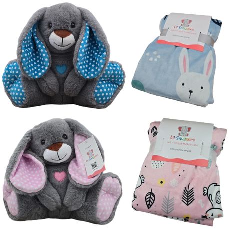 Lil Snuggers Microwavable Stuffed Animal & Blanket Set - 2 Pack Bunny Image