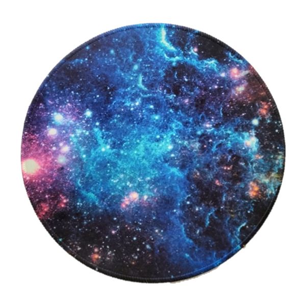 Round Mouse Pad - Black Blue Galaxy
