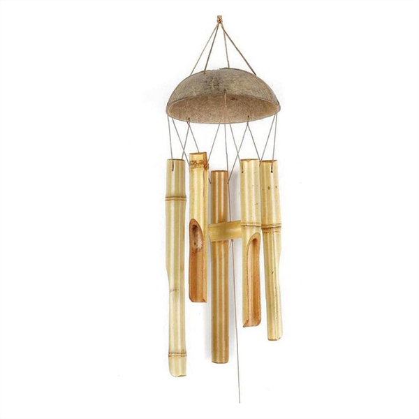 Bamboo Wind Chime Light Color Five Tube Natural Coconut Shell Wood