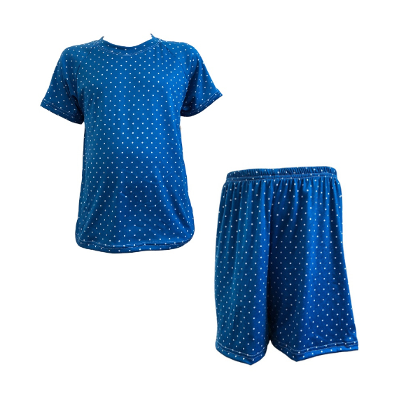 Baby/Toddler/Kids Summer Pajamas for Girls-Blue Polka Dots