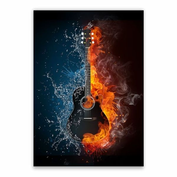 Guitar Blue And Red Poster - A1