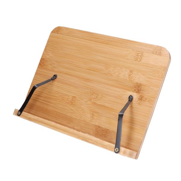 Multipurpose Bamboo Cook Book &amp;Tablet Stand With 6 Adjustable Angle -24×35