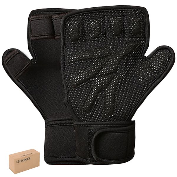 New Ventilated Weight Lifting Workout Gloves with Built-in Wrist Wraps