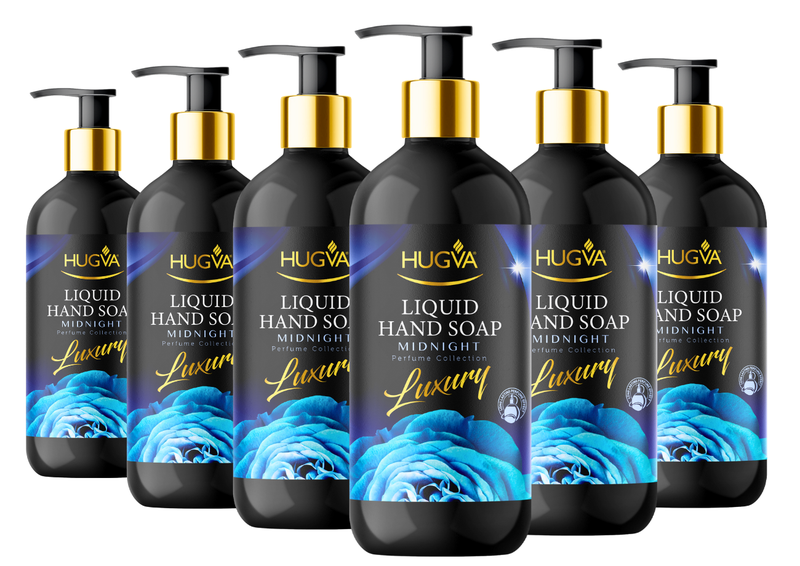 Hugva 500ml Luxury Hand Wash Liquid, Mid Night, Special Formula Pack of 6