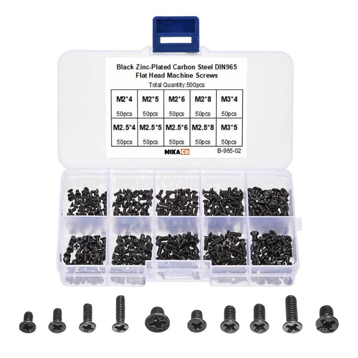MIKaco-DIY Zinc Plated Carbon Steel Flat Head Computer Screw 500 Pieces