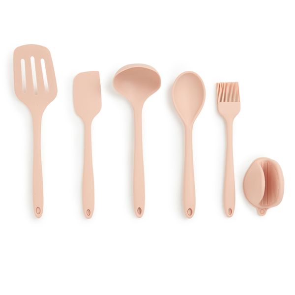 George &amp; Mason - Silicone 6 Piece Kitchen Utensil Set - Peach