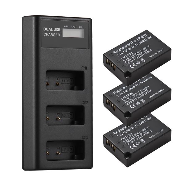 3-Slot LP-E17 Charger + 3 Batteries