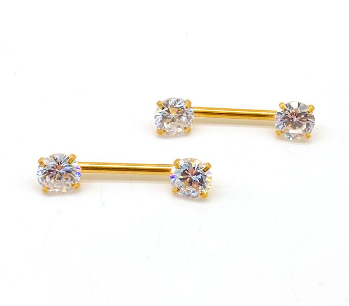 Fabulae Crystal Push-In Gold Nipple Ring Pair, Tami