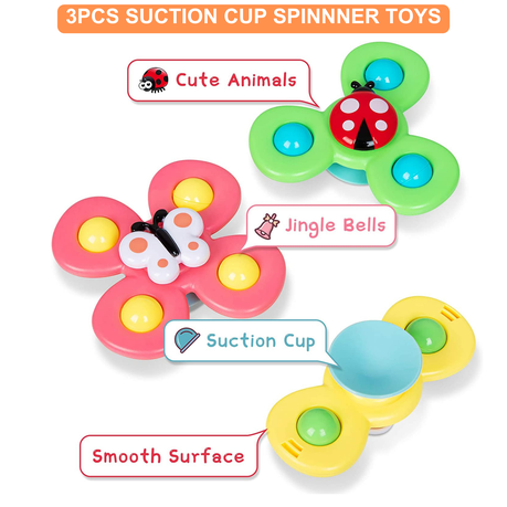 3pcs/set Suction Cup Spinner Toys For Baby Birthday Gifts Airplane