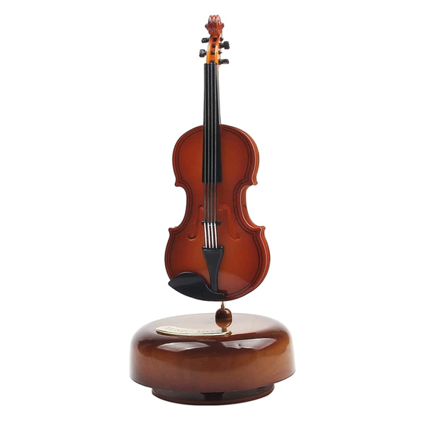 Violin Music Box Mini Vintage Musical Box With Rotating Base