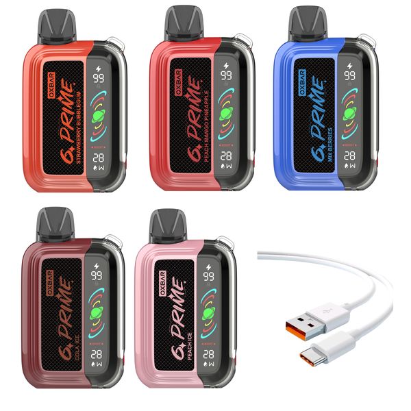 Oxbar G Prime 25000 Puffs Disposable Vape 5 Pack + DiscoVape Charging Cable