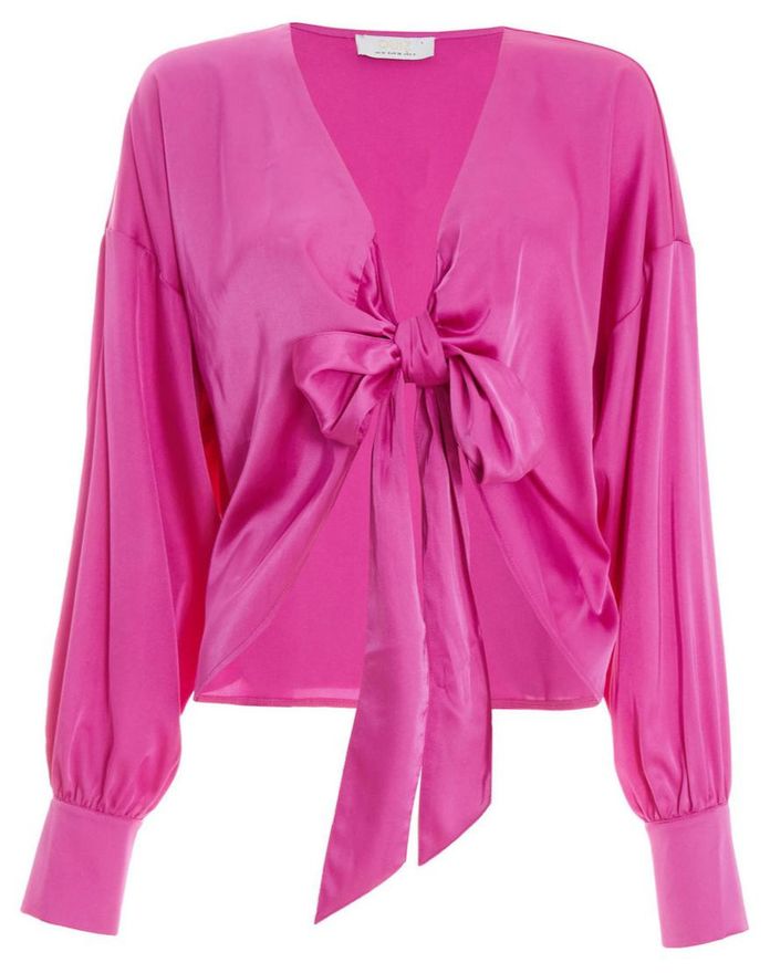 Quiz Ladies - Pink Satin Tie Cropped Blouse | Shop Today. Get it ...