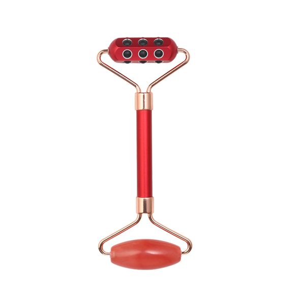 2-in-1 Germanium Stone Jade Facial Roller Face Lift Massager Red