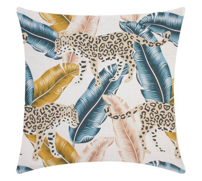Leopard Banana Scatter Cushion Teal 600 x 600 mm