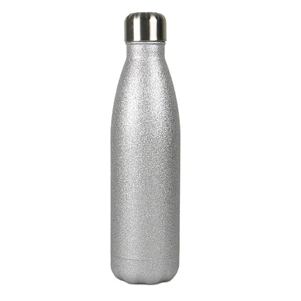 Stainless Steel Silver Glitter Water Bottle 500ml