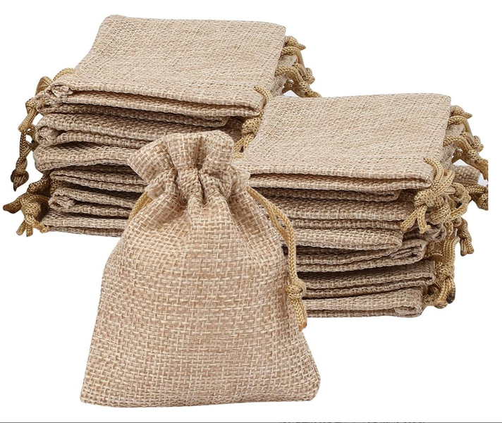 Composite Imitation Burlap Drawstring Burlap Bags Gift Packaging Bags 50PCS