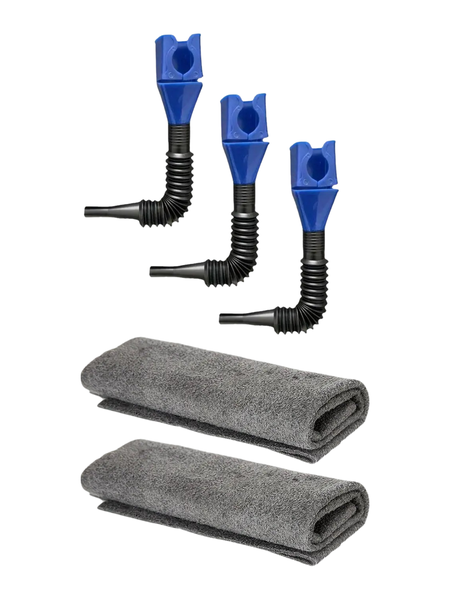 3-Piece Petrol/Diesel Refuelling Funnel + 2-Piece Microfibre Cloth Bundle