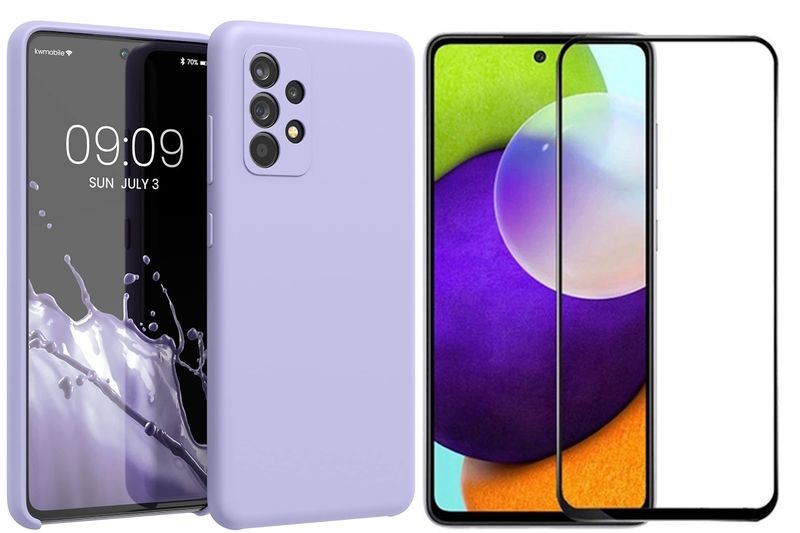 Purple Silicone Case &amp; Screen Protector Combo Compatible with Samsung Galaxy A52 &amp; A53