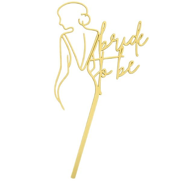 3 Piece - Elegant Bride To Be Cake Topper - Minimalist Bridal Silhouette