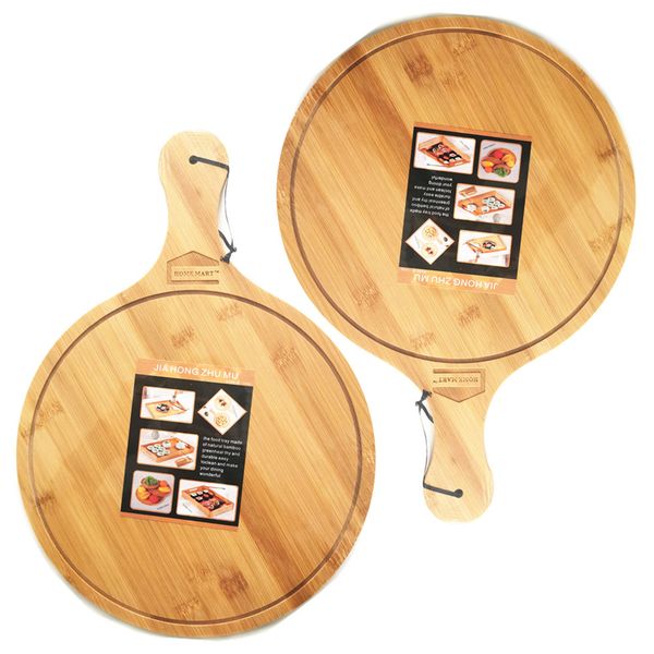 Home Mart - 35/32cm Organic Bamboo Pizza Plate Pizza Board Serving Plate x2