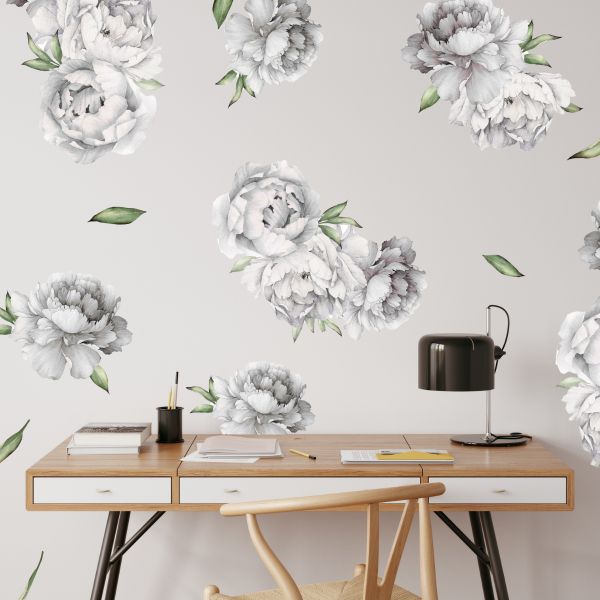 White Peonies Wall Stickers