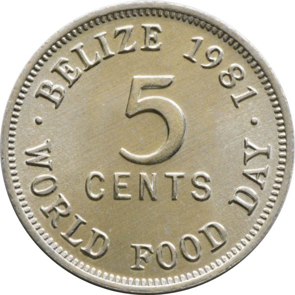 1981 Belize 5 Cents Elizabeth II 1st Portrait World Food Day