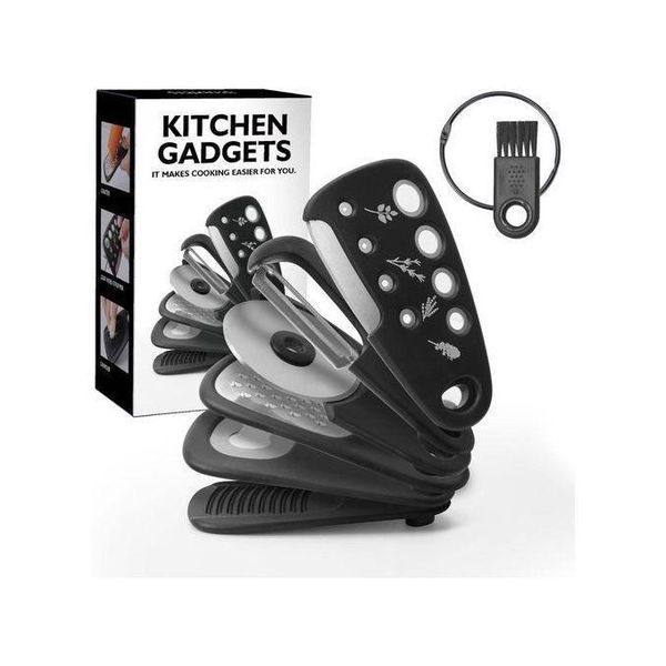 6-in-1 Kitchen Gadgets Set Compact Cooking Tools for Garlic, Cheese,