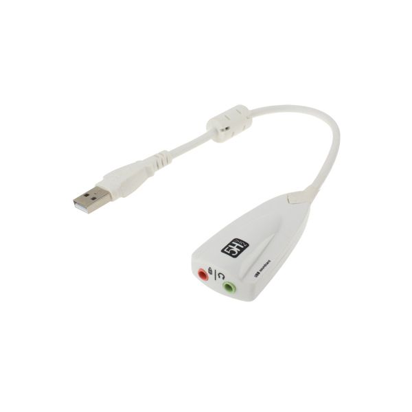 Steel Sound Virtual 7.1 Channel USB External Sound Card with Cable - White