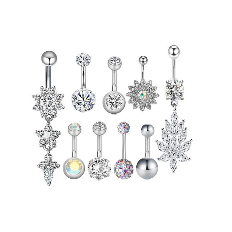 9 Piece Dangle Belly Button Rings Navel Barbell Piercing Jewelry Shop