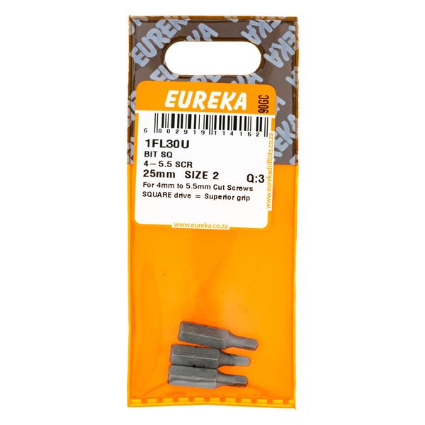 EUREKA Bit Square 3 - 7mm Screws 25mmSIZE2 Q:3 1FL30U