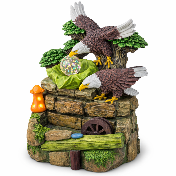 LED Eagle Water Fountain Indoor Tabletop Ornament - Flowing Water Feature