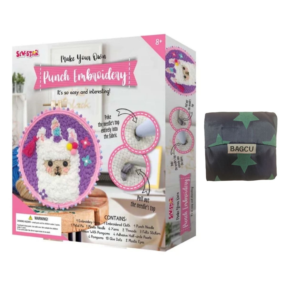 Punch Embroidery Llama Kit with Added Reusable Bag Shop Today. Get it