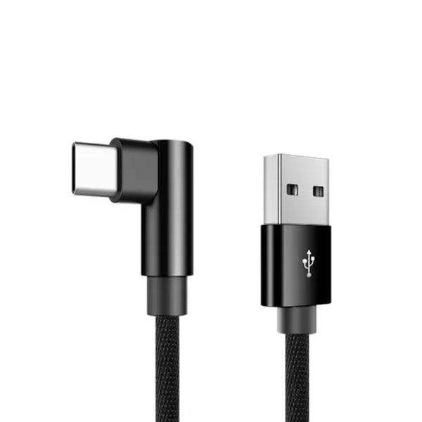 90 Degree USB-C Charging Cable- Braids Series- Black 1m