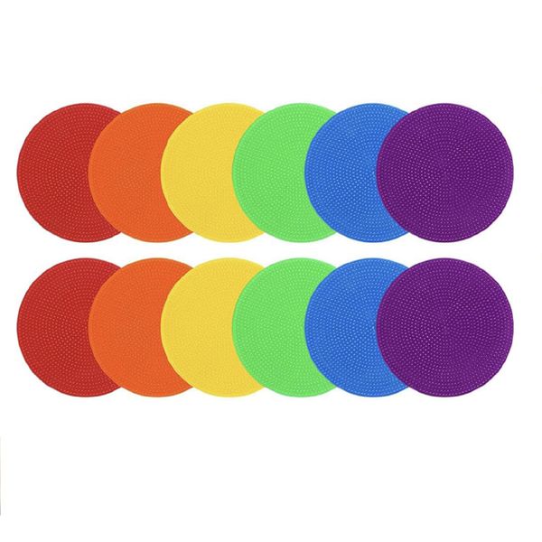 Non-Slip Rubber Spot Markers 12 Pack, 9" Poly Spots for Agility Training