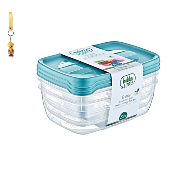 3 Piece Trend Rectangular Food Storage Container Set and Key Holder