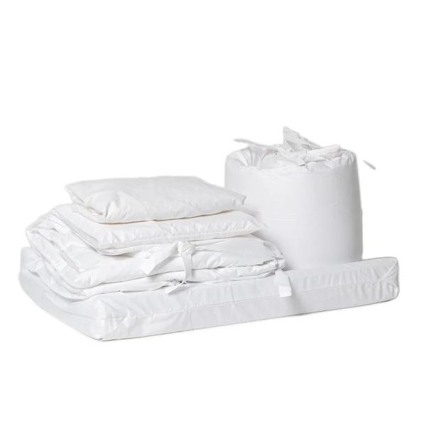 9 Piece Cot Bedding Bundle (Standard Change Mat) - White