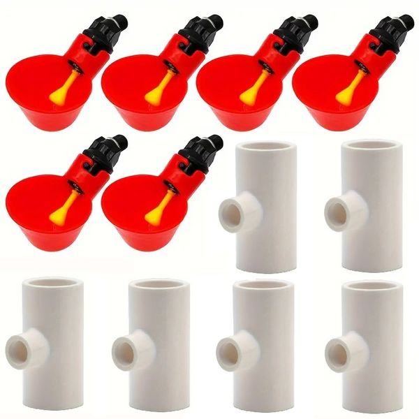 Chicken drinking cups and T connections - 10 pack