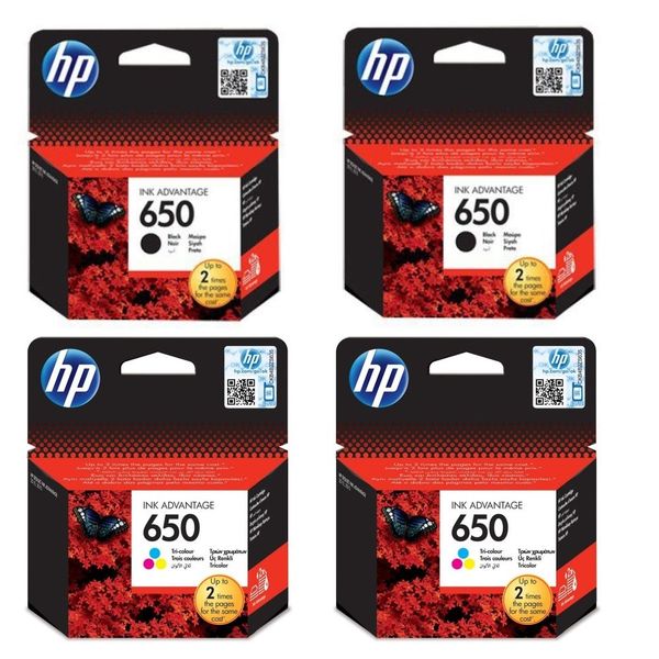 HP 650 Ink Combo Pack - 2 xHP650 Black &amp; 2 x HP 650 Colour