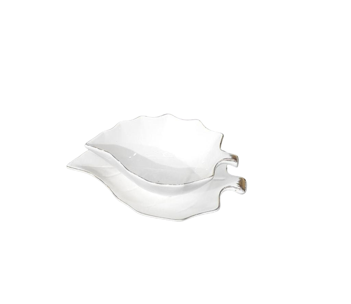 White Leaf Serving Dish