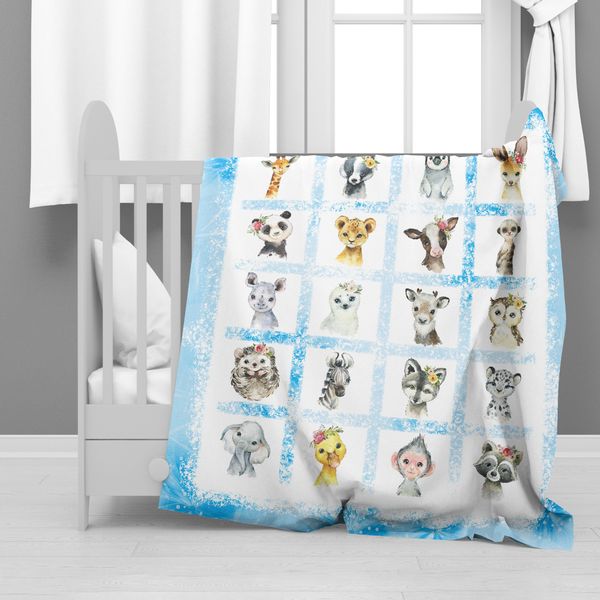 Blue Animal Friends Minky Blanket image