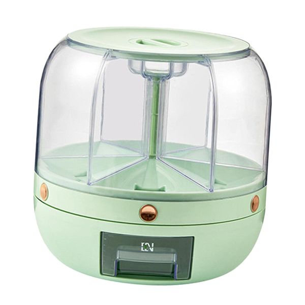 6-Grid Rotating Grain Dispenser - 360 Dry Food Storage Organizer