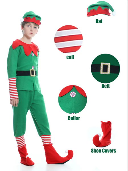 Boy Christmas Elf Costume - Dress up - Christmas - Kids - Diff. sizes - 5 Pice